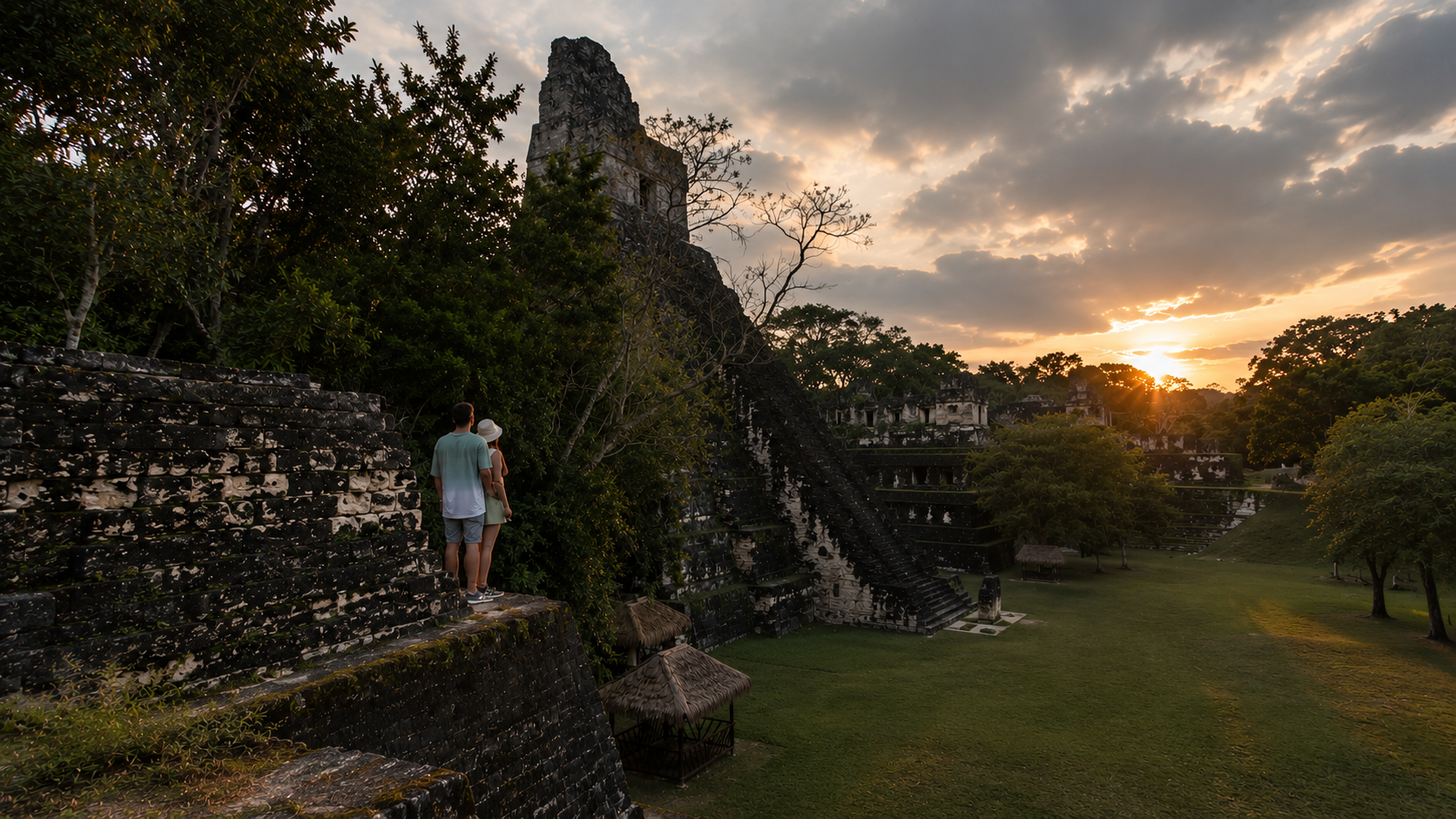 Pirámide de Tikal al atardecer